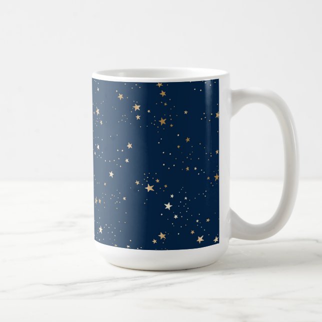 Caneca De Café Padrão Ouro Star no Blue Night (Direita)