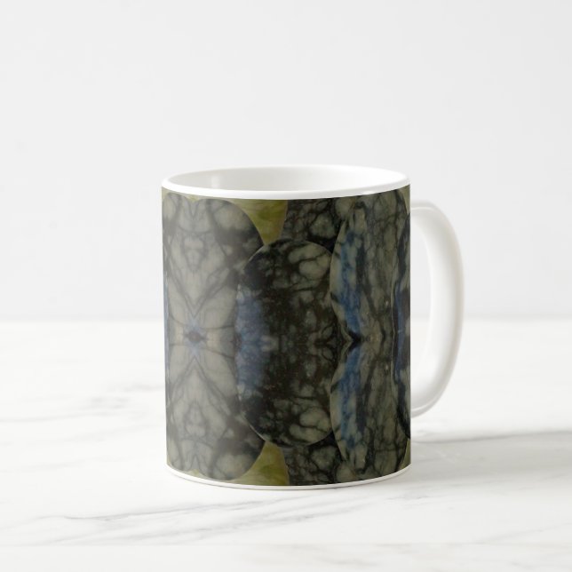 Caneca De Café Padrão Oval Banded Agate Gemstone Quatro Parte (Frente Esquerda)