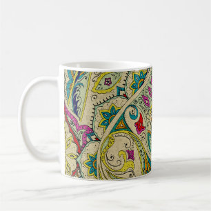 Caneca De Café Padrão paisley da Índia, fronteira boêmica.