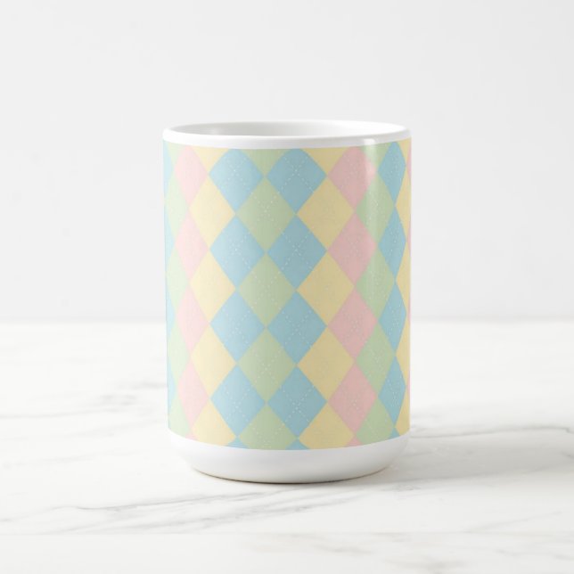 Caneca De Café padrão pastel de primavera argyle (Centro)