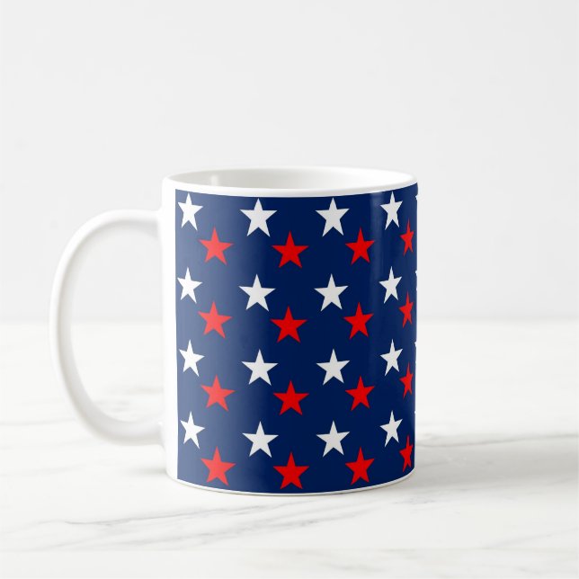 Caneca De Café Padrão Patriótico Stars on Blue (Esquerda)