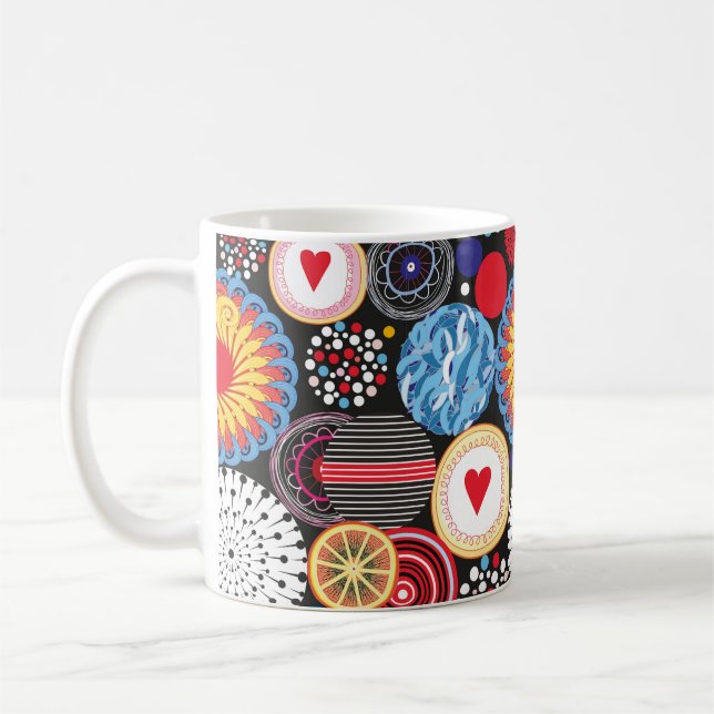 Caneca De Café Padrão perfeito brilhante de diferentes elementos  (Esquerda)