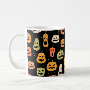 Caneca De Café Padrão perfeito de abóbora do Halloween. Mão pu