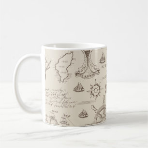 Caneca De Café Padrão perfeito de abstrato de colheita no tema 