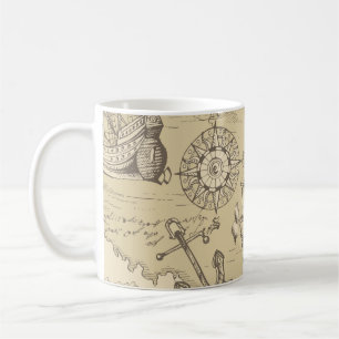 Caneca De Café Padrão perfeito de abstrato de colheita no tema