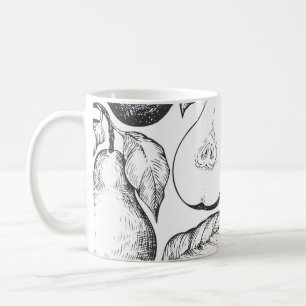 Caneca De Café Padrão perfeito de pera. Jardim de colheita desenh