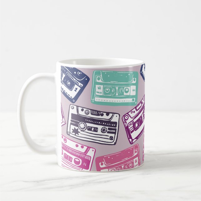 Caneca De Café padrão perfeito desenhado manualmente com áudio an (Esquerda)