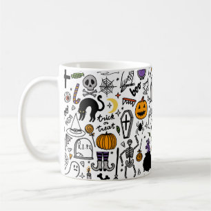 Caneca De Café Padrão perfeito do Halloween. Plano de fundo da V