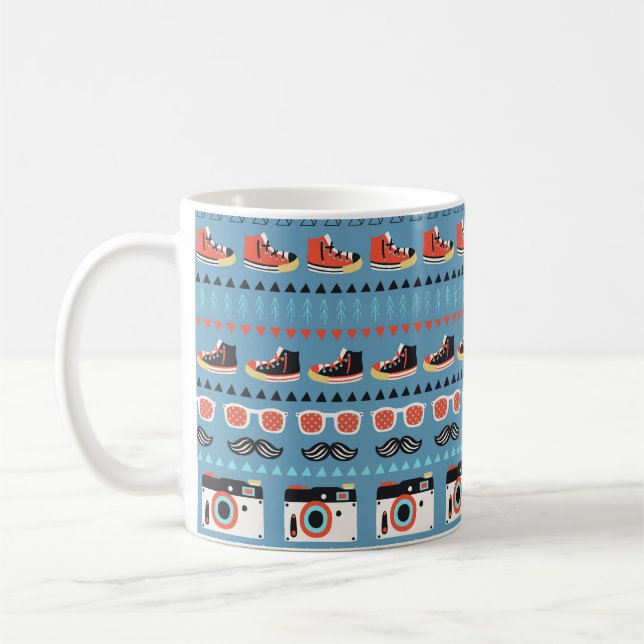 Caneca De Café Padrão perfeito do hipster retrorreflector (Esquerda)