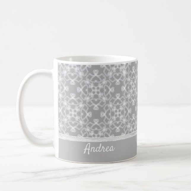 Caneca De Café Padrão personalizado branco e cinza (Esquerda)