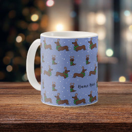 Caneca De Café Padrão personalizado da rena de Natal Dachshund
