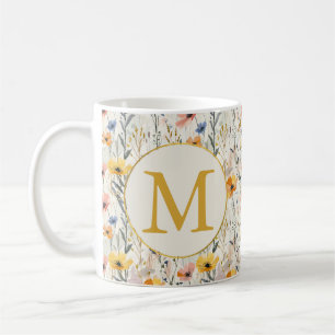 Caneca De Café Padrão Personalizado de Flores de Prados de Gouach