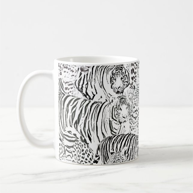 Caneca De Café Padrão Preto De Animais De Tigre-Leopardo (Esquerda)
