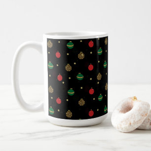 Caneca De Café Padrão Preto de Balas de Enfeites de natal Único