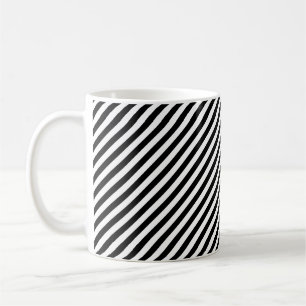 Caneca De Café Padrão Preto e Branco - Pequena Faixa Diagonal