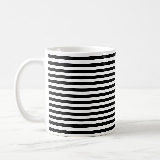 Caneca De Café Padrão Preto e Branco - Pequena Faixa Horizontal (Esquerda)