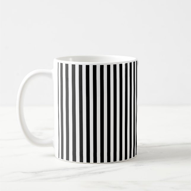 Caneca De Café Padrão Preto e Branco - Pequena Faixa Vertical (Esquerda)