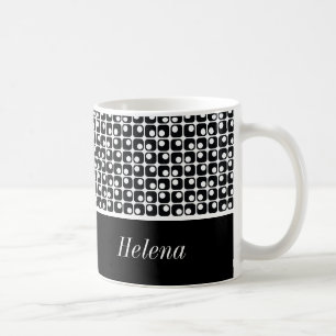 Caneca De Café Padrão Preto e Branco Personalizado, Padrões Retro