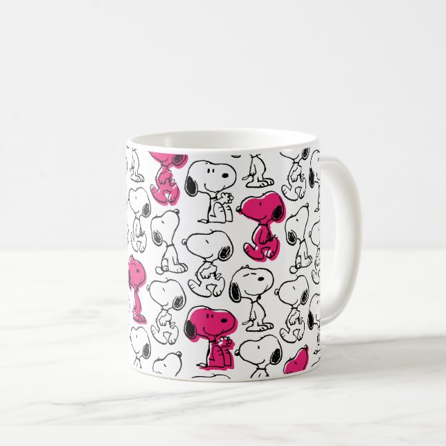 Caneca De Café Padrão preto e magenta do snoopy (Frente Esquerda)