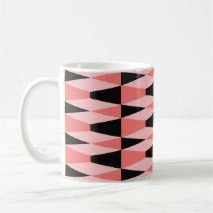 Caneca De Café Padrão Preto-Rosa Geométrico Negrito