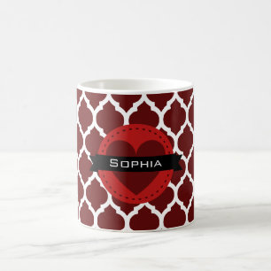 Caneca De Café Padrão Preto Vermelho de Lattice marroquino