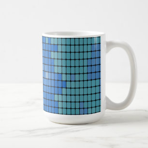 Caneca De Café Padrão quadrado abstrato Azul
