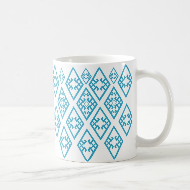 Caneca De Café padrão quadrado azul (Direita)