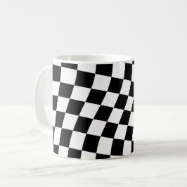 Caneca De Café Padrão quadrado branco e preto torcido