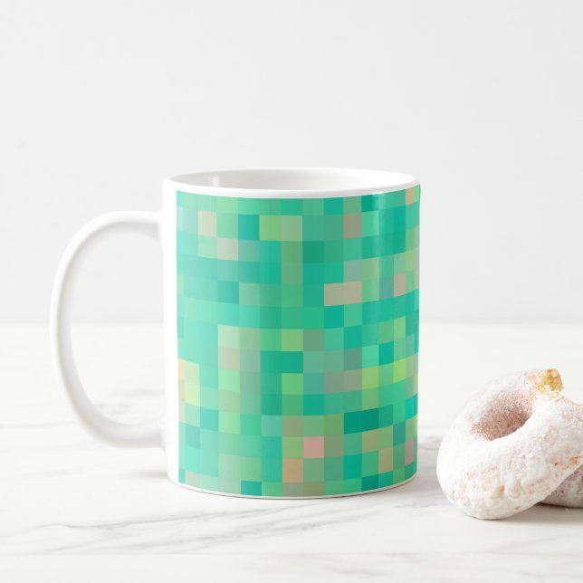 Caneca De Café Padrão Quadrado Multicolorido (Com Donut)