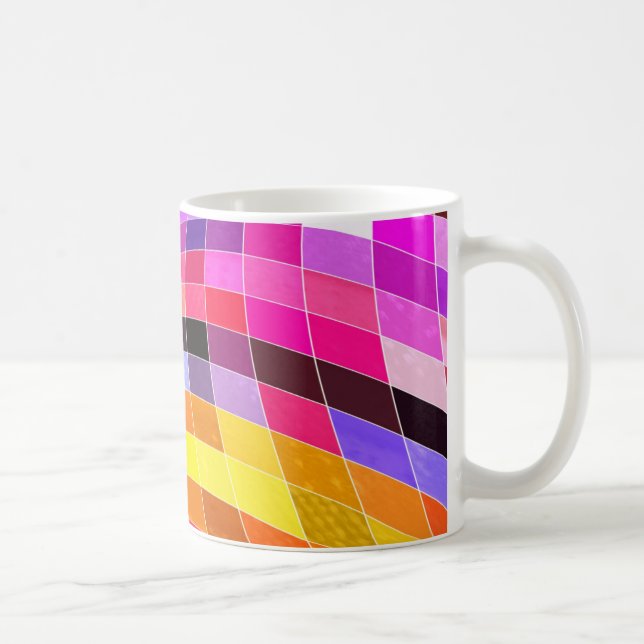 Caneca De Café Padrão Quadrado Psicodélico (Direita)