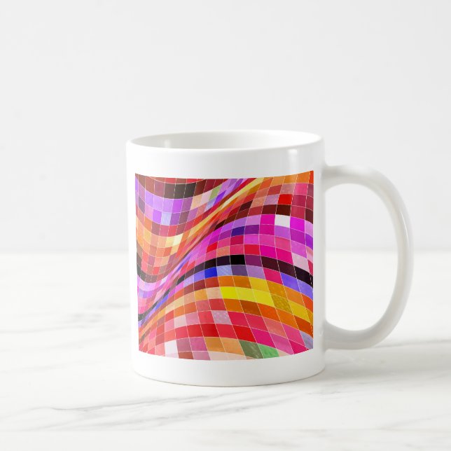 Caneca De Café Padrão Quadrado Psicodélico (Direita)