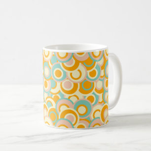Caneca De Café Padrão retrô colorido em tons pastel de laranja