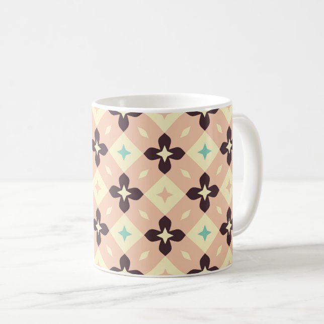 Caneca De Café Padrão retrô contínuo com quadrados arredondados c (Frente Esquerda)