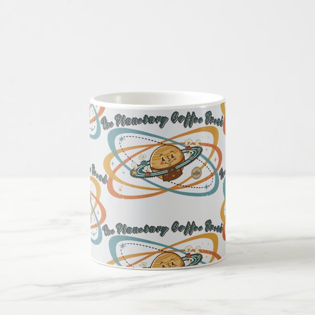 Caneca De Café Padrão Retro Espaço Quebra Café Planetário (Centro)