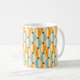 Caneca De Café Padrão retrô simétrico com verde-azulado interliga