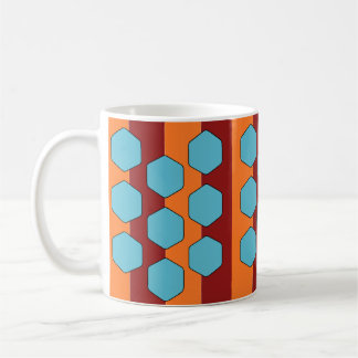 Caneca De Café Padrão Retro Vermelho Laranja Teal dos Anos 70