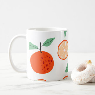 Caneca De Café Padrão Retroativo da Fruta de Citros Laranja TROPI