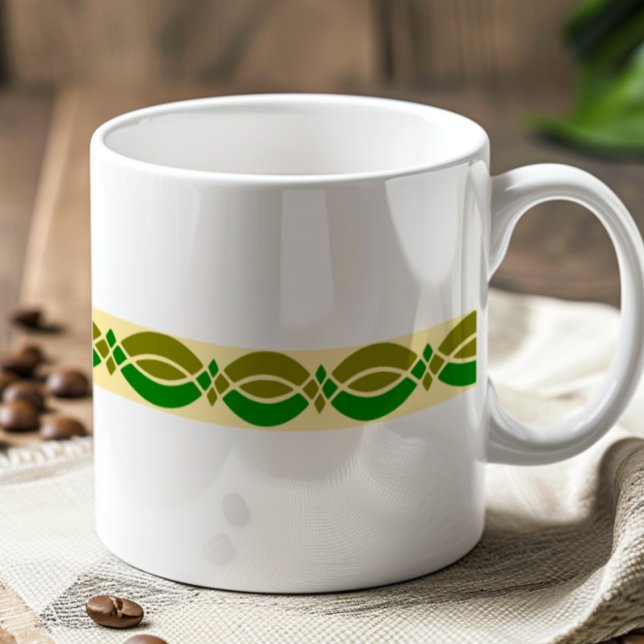 Caneca De Café Padrão Retroativo Minimalista Personalizável (Criador carregado)