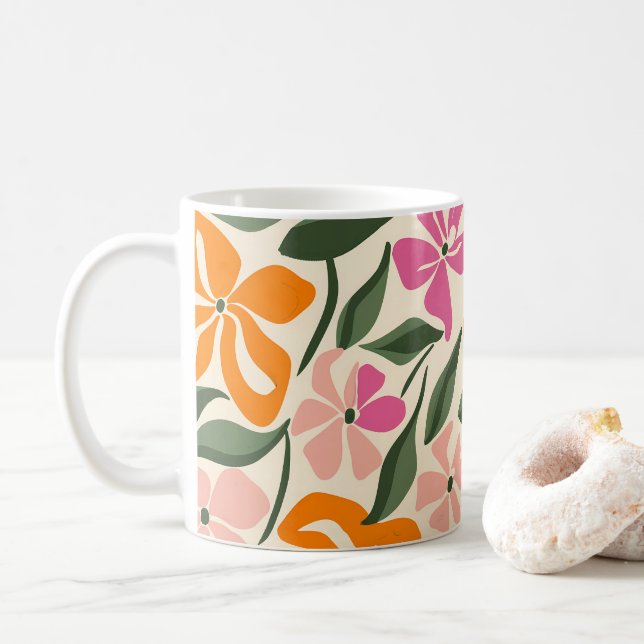 Caneca De Café Padrão retrofloral (Com Donut)