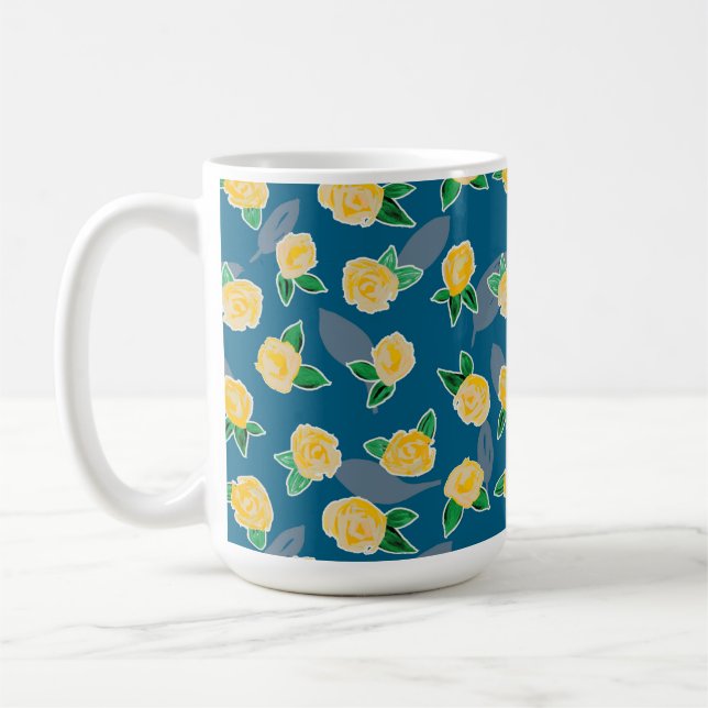 Caneca De Café padrão Rosa Amarela (Esquerda)