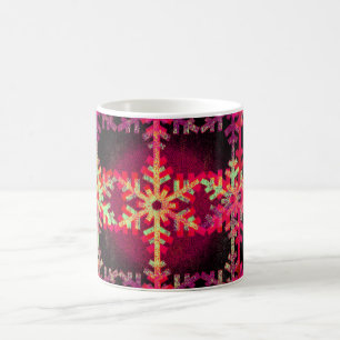 Caneca De Café Padrão rosa do floco de neve de natal