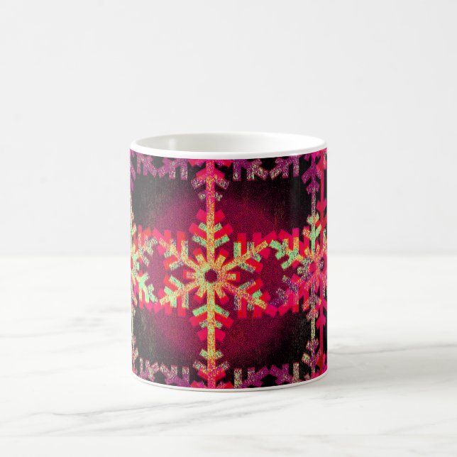 Caneca De Café Padrão rosa do floco de neve de natal (Centro)