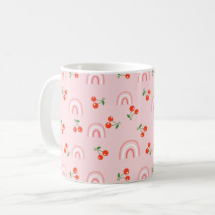Caneca De Café Padrão Rosa Rainbow Cherry