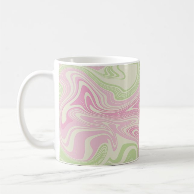 Caneca De Café Padrão Rosa Verde Suave Líquido (Esquerda)