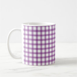 Caneca De Café Padrão Roxo Xadrez Gingham Retro Fofo