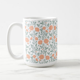 Caneca De Café Padrão russo com flores cor-de-rosa