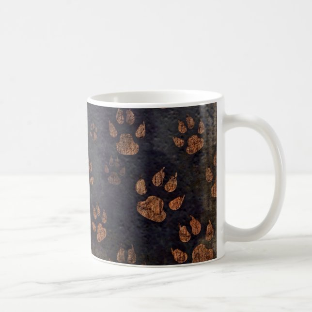 Caneca De Café Padrão Rustic Black Paw (Direita)