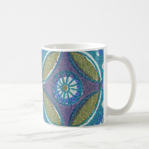 Caneca De Café Padrão Rustic Blue and Green Designer Egípcio