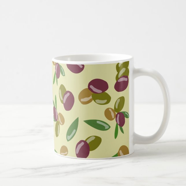 Caneca De Café Padrão Rustic Olive and Olive Leaves (Direita)