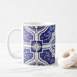 Caneca De Café Padrão Rustic Vintage - Azulejos Portugueses - Azu